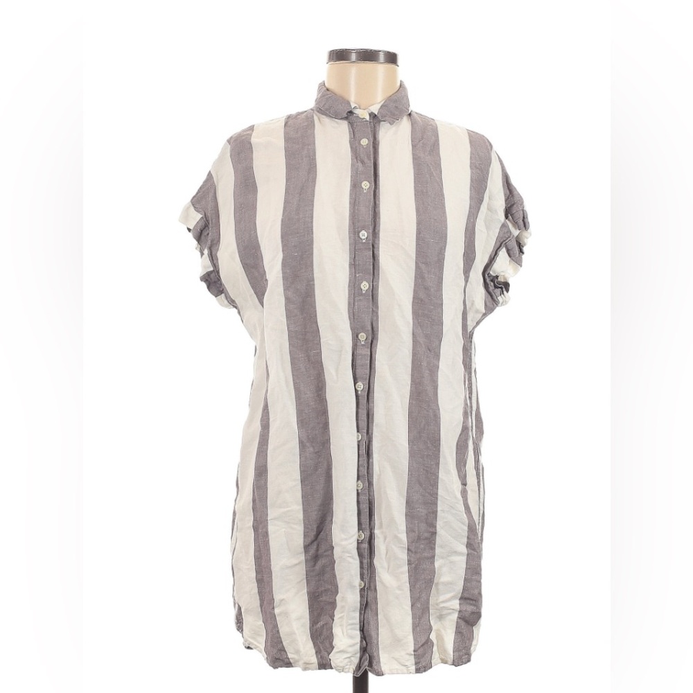 Madewell Gray and White Casual Button Down Shirt